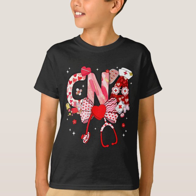Valentine Cna Nurse Coquette Bow Stethoscope Girl  T-Shirt (Front)
