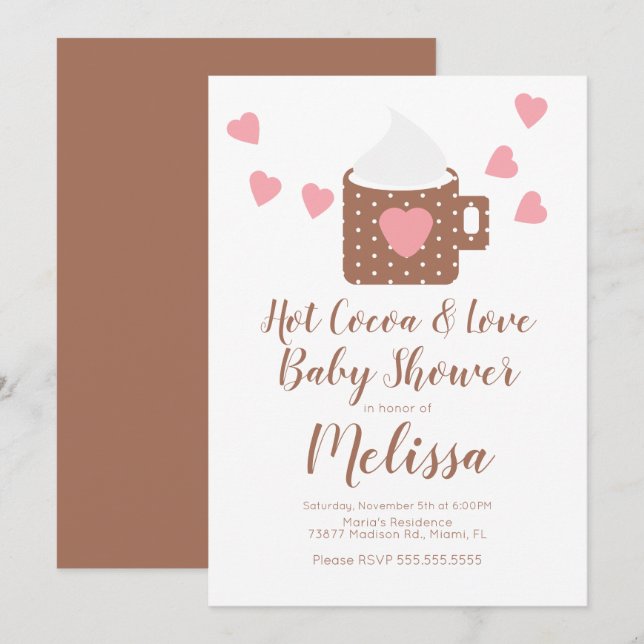 Valentine Cocoa Campfire Mug Girl Baby Shower Invitation (Front/Back)