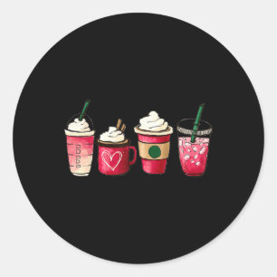 Valentine Coffee Lover Heart Latte Iced Coffee Classic Round Sticker