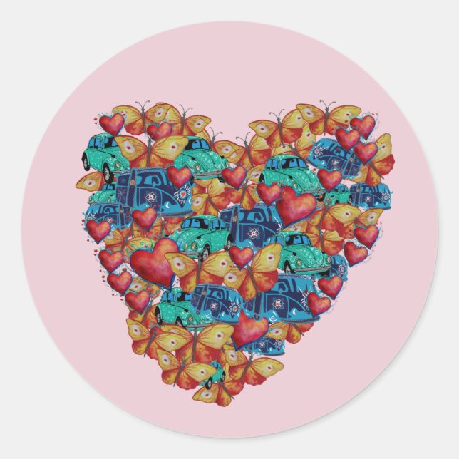 Valentine Colorful Heart Art  Sticker (Front)