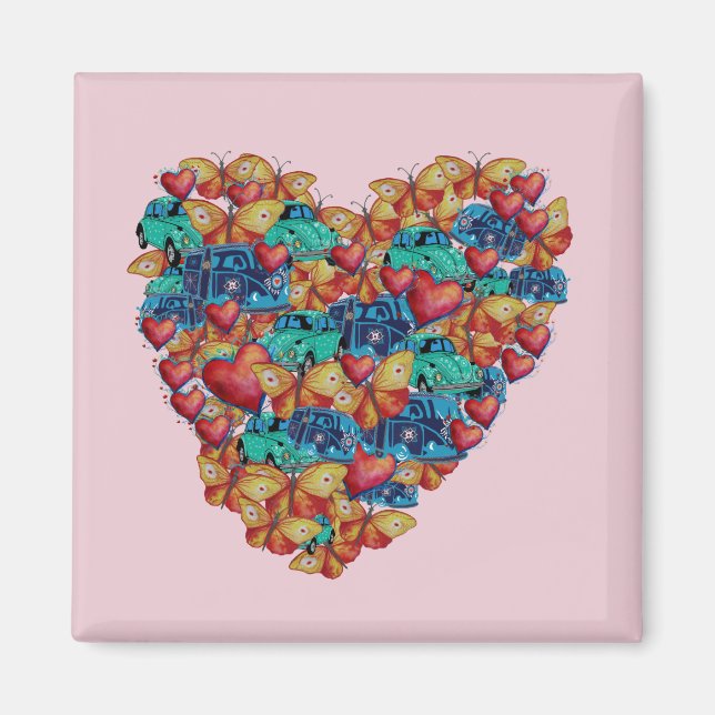 Valentine Colourful Heart Art Magnet (Front)