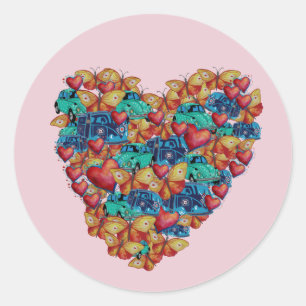 Valentine Colourful Heart Art Sticker