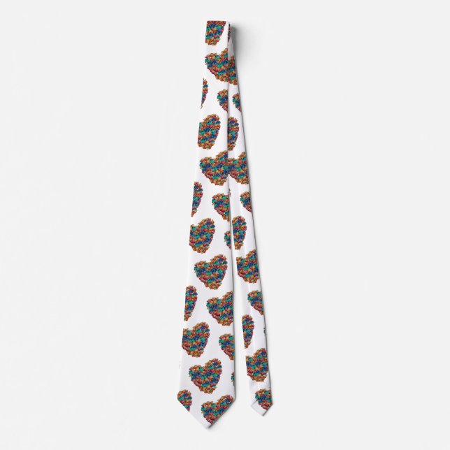 Valentine Colourful Heart Art Tie (Front)