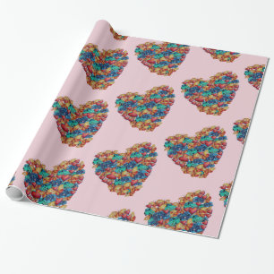 Valentine Colourful Heart Art Wrapping Paper