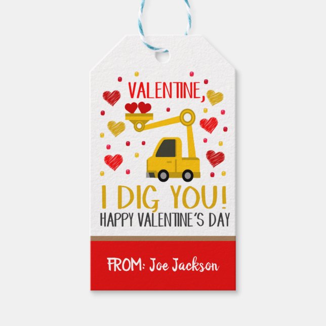 Valentine Construction Gift Tag (Front)