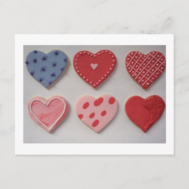 Valentine Cookie Hearts Holiday Postcard (Front)