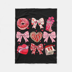 Valentine Coquette Bow Candy Donut Chocolate Girl  Fleece Blanket