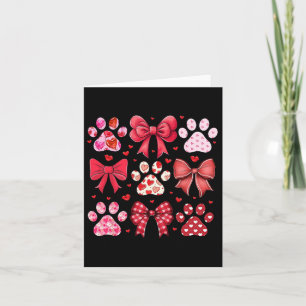 Valentine Coquette Bow Dog Paw Print Heart For Val Card