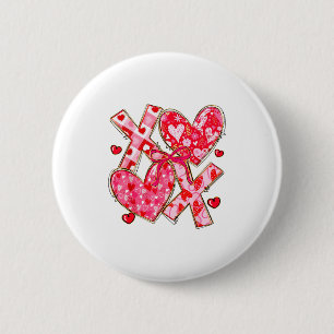 Valentine Coquette Bow Xoxo Hearts Lover Girl Wome 2 Inch Round Button
