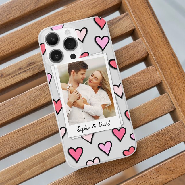 Valentine Couple Custom Photo Monogram Heart Shape Case-Mate iPhone Case (Creator Uploaded)
