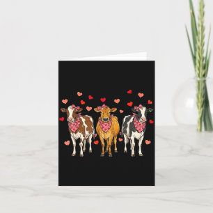 Valentine cow coquette bow bandana hearts girl card