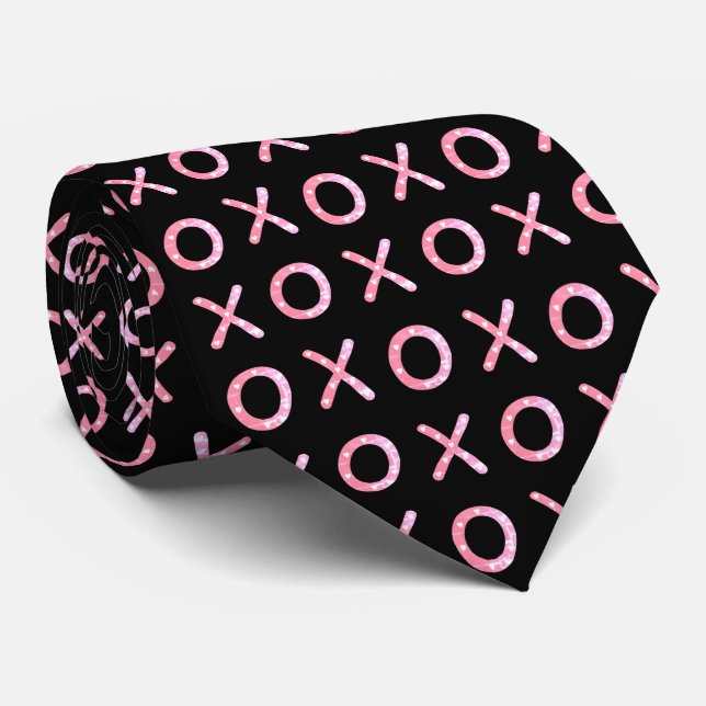 Valentine Cravate noir et rose (Roulé)