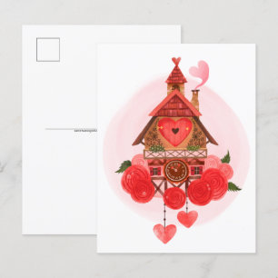 Valentine Cuckoo Clock Postcard
