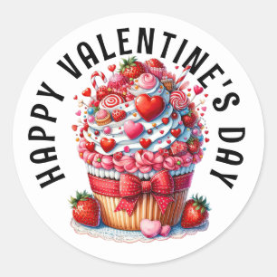 VALENTINE CUPCAKE CLASSIC ROUND STICKER