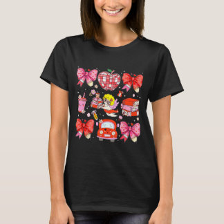 Valentine Cupid Coquette Pink Bow Apple Books Teac T-Shirt