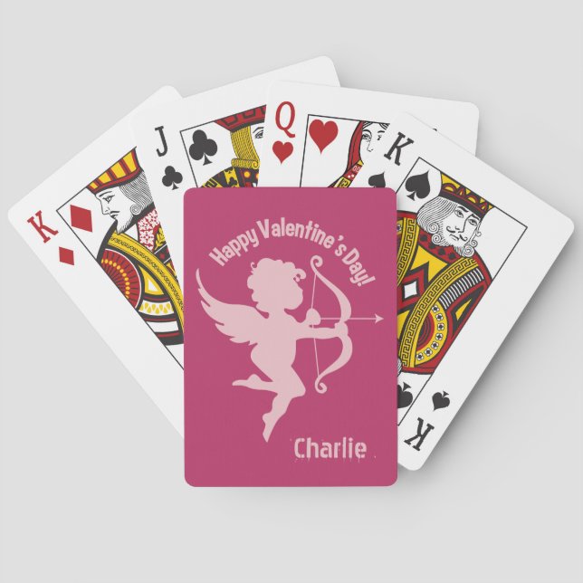 Valentine Cupid custom name playing cards (Back)