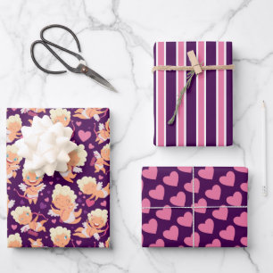Valentine Cupid Love Wrapping Paper Set of 3