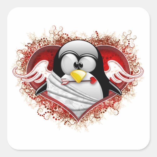 Valentine Cupid Tux Square Sticker (Front)