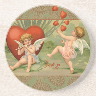 Valentine Cupids Love Antique Vintage Coaster