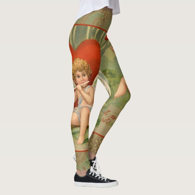 Valentine Cupids Love Antique Vintage Leggings (Right)