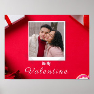 Valentine Customizable Post Card Red and White Poster