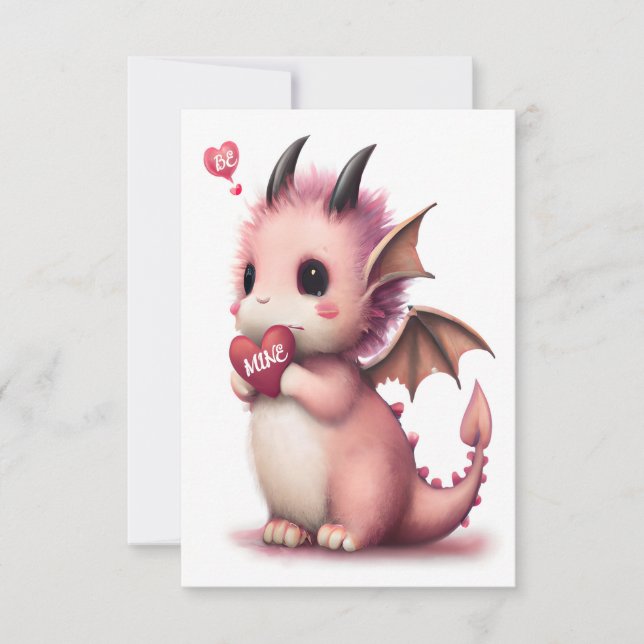 Valentine Cute Dragon  Card (Front)