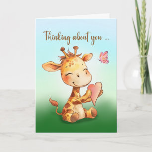 Valentine Cute Happy Giraffe Heart Sending Love Card