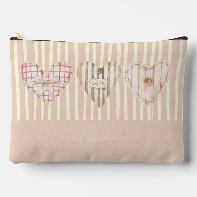 Valentine Cute personalized hearts Retro pink Accessory Pouch (Front)