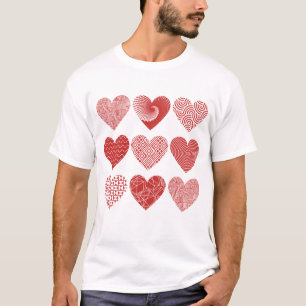 Valentine cute sweet love red heart pattern T-Shirt