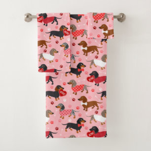 Valentine Dachshund Bath Towel Set
