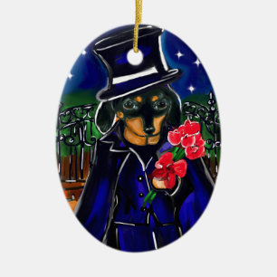 VALENTINE DACHSHUND CERAMIC ORNAMENT