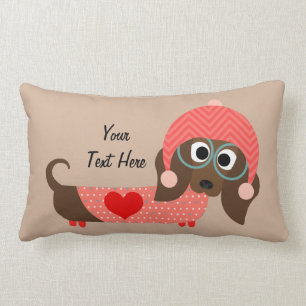 Valentine Dachshund (customizable) Lumbar Pillow