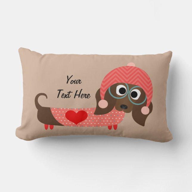 Valentine Dachshund (customizable) Lumbar Pillow (Front)
