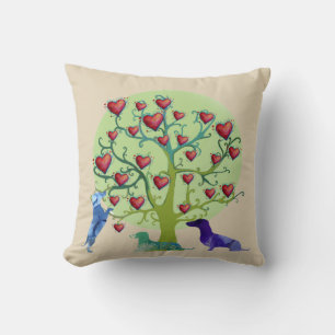 Valentine Dachshund Hearts Garden Throw Cushion