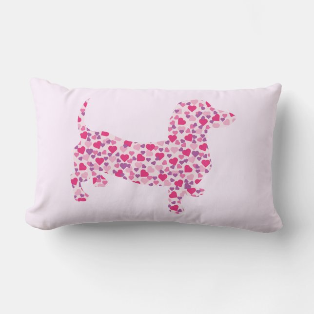 Valentine Dachshund Hearts Lumbar Pillow (Front)