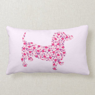 Valentine Dachshund Hearts Lumbar Pillow