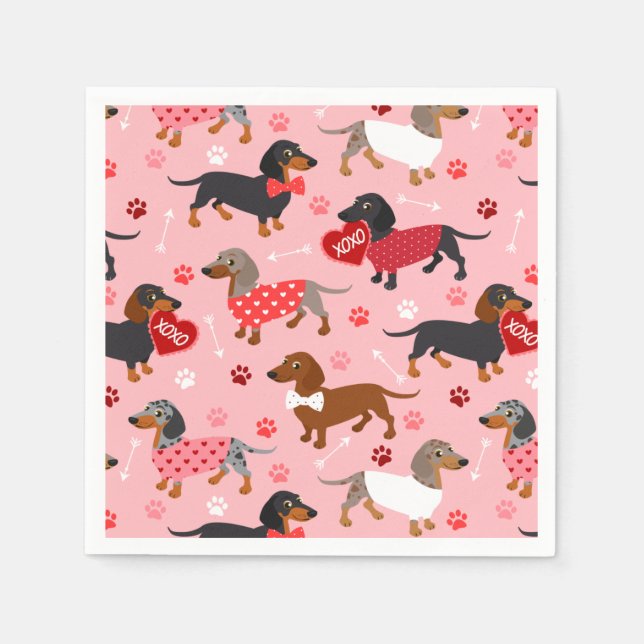 Valentine Dachshund Napkins (Front)