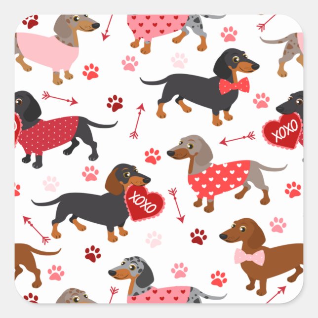 Valentine Dachshund Square Sticker (Front)