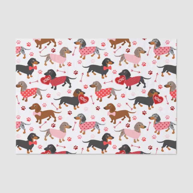 Valentine Dachshund Tissue Paper (Front)