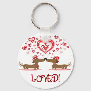 Valentine Dachshunds Keychain