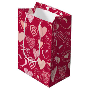 Valentine dark pink sweet hearts medium gift bag