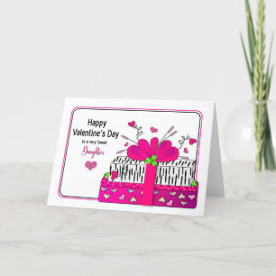 Valentine Daughter Gifts in Pinks Zebra Print Holiday Card