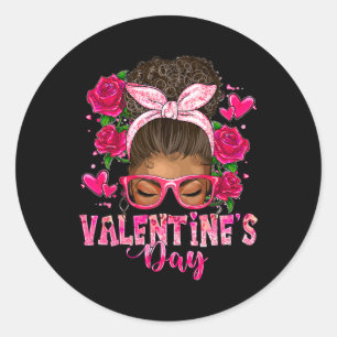 Valentine Day African American Valentines Tee For  Classic Round Sticker