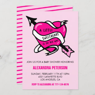 Valentine day baby shower Pink heart arrow  Invitation