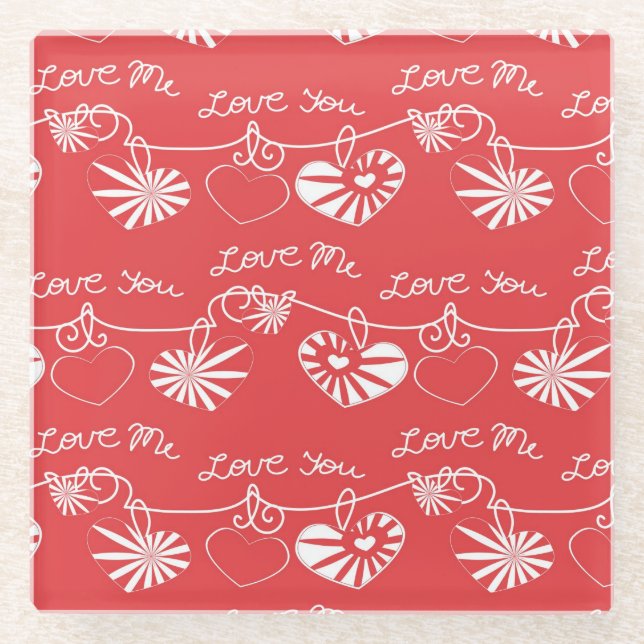Valentine Day Background Glass Coaster (Front)