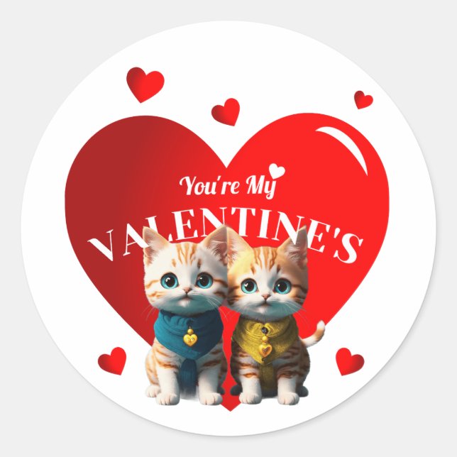 Valentine day  classic round sticker (Front)