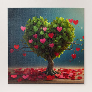 Valentine day design, Heart on trees Jigsaw Puzzle