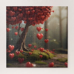 Valentine day design, Heart on trees Jigsaw Puzzle