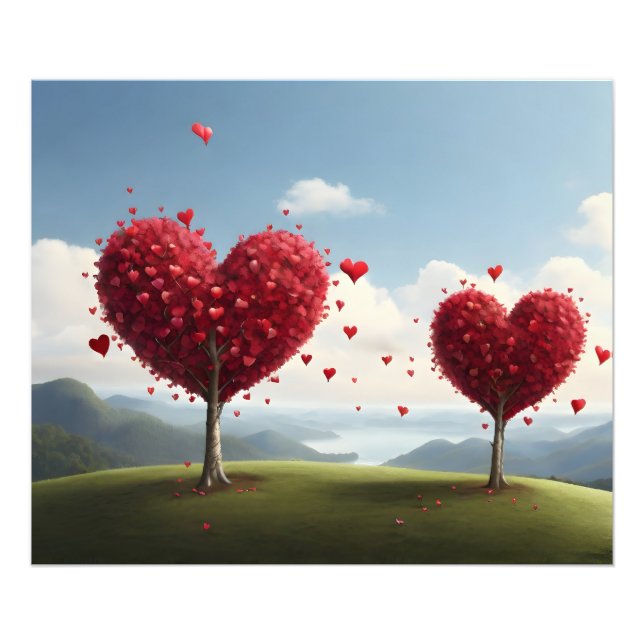 Valentine day design, Heart on trees Photo Print (Front)