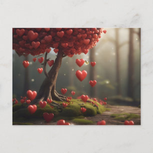 Valentine day design, Heart on trees Postcard